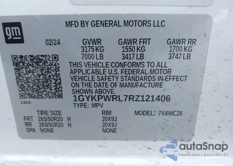 2024 Cadillac Lyriq Sport W/1Sk from USA, damaged, VIN 1GYKPWRL7RZ121406